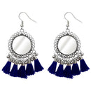 Jeweljunk Blue Thread Rhodium Plated Thread Earrings - 1308367D