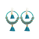 Jeweljunk Blue Thread Beads Rhodium Plated Thread Earrings - 1308369F
