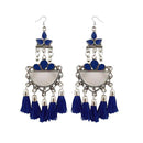 Jeweljunk Blue Thread Meenakari Afghani Tassel Earrings - 1308370D