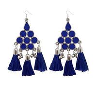 Jeweljunk Blue Thread Meenakari Afghani Tassel Earrings - 1308371D