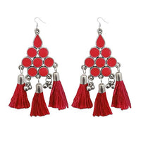 Jeweljunk Maroon Thread Meenakari Afghani Tassel Earrings - 1308371E