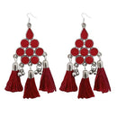 Jeweljunk Maroon Thread Meenakari Afghani Tassel Earrings - 1308371H