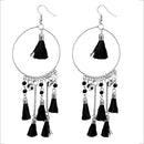 Jeweljunk Black Thread Rhodium Plated Thread Earrings - 1308372F