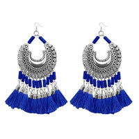 Jeweljunk Blue Thread Afghani Thread Earrings - 1308373C