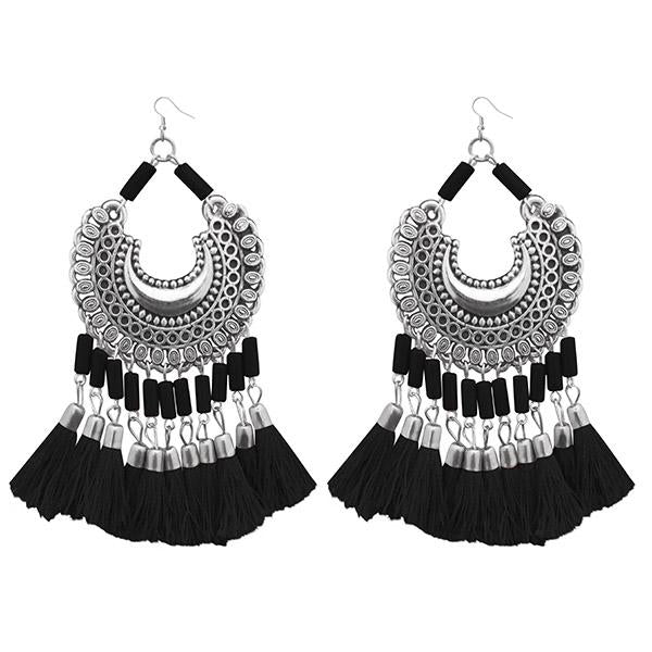 Jeweljunk Black Thread Afghani Tassel Earrings - 1308373H