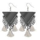 Jeweljunk White Thread Afghani Tassel Earrings - 1308374A