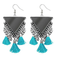 Jeweljunk Blue Thread Afghani Thread Earrings - 1308374B