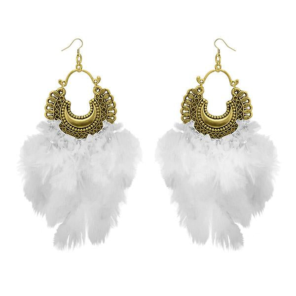 Jeweljunk Antique Gold Plated Afghani Feather Earrings - 1308379A