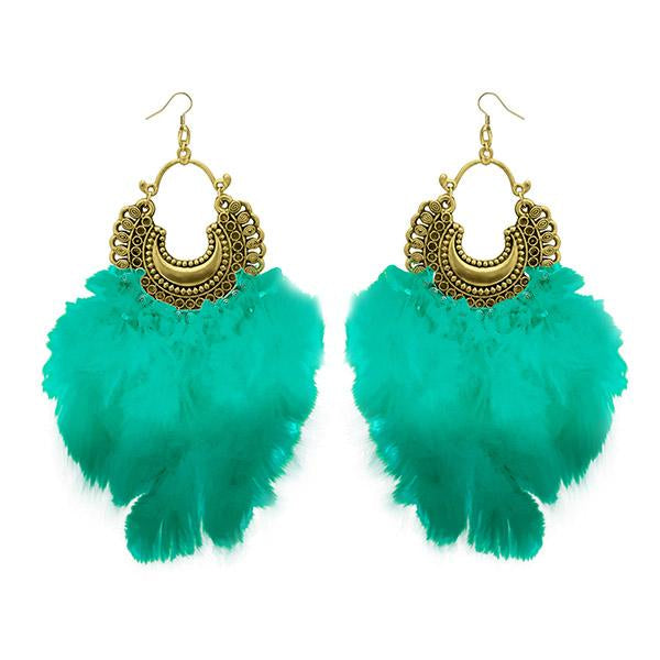 Jeweljunk Antique Gold Plated Afghani Feather Earrings - 1308379B