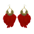 Jeweljunk Antique Gold Plated Afghani Feather Earrings - 1308379C