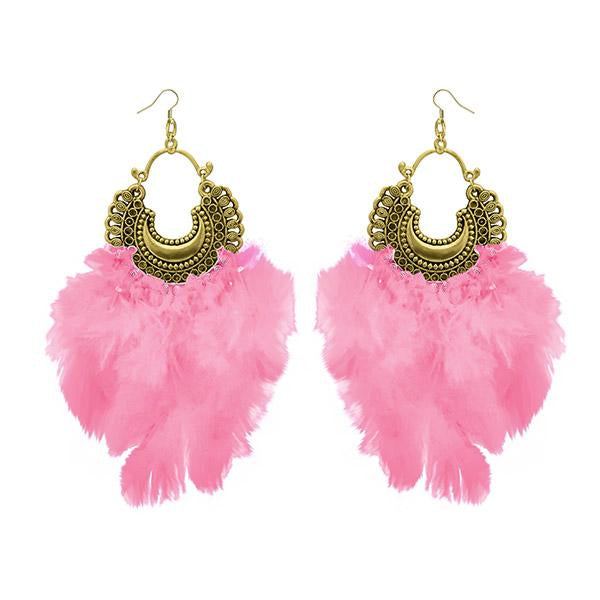 Jeweljunk Antique Gold Plated Afghani Feather Earrings - 1308379D