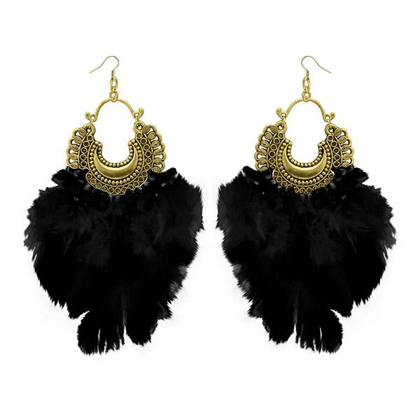 Jeweljunk Antique Gold Plated Afghani Feather Earrings - 1308379F