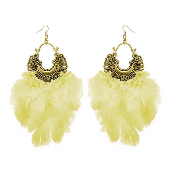 Jeweljunk Antique Gold Plated Afghani Feather Earrings - 1308379G