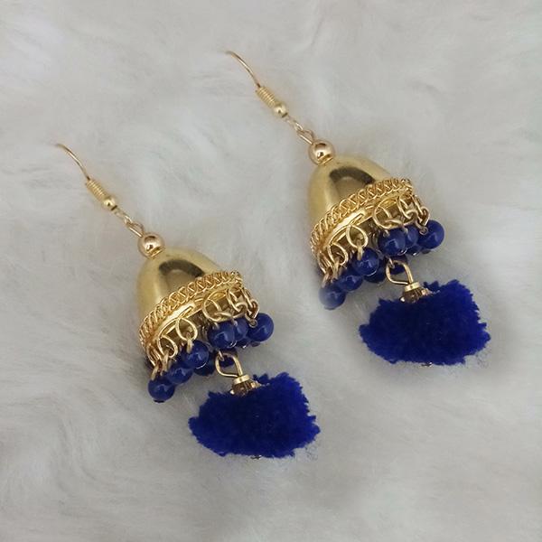 Tip Top Fashions Gold Plated Jhumki Pompom Earrings - 1308380E