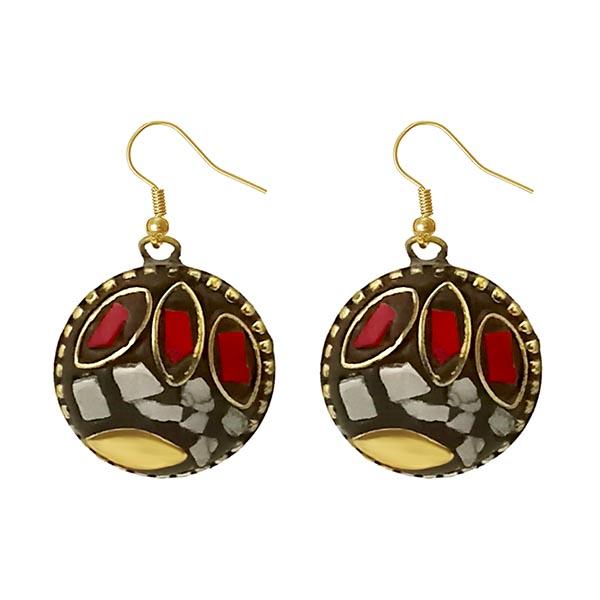 Urthn Maroon  Resin Stone Gold Plated Dangler Earrings - 1308381C