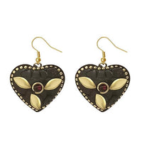 Urthn Grey Resin Stone Gold Plated Dangler Earrings - 1308386D