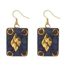 Urthn Purple Resin Stone Gold Plated Dangler Earrings - 1308389C