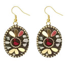 Urthn Maroon Resin Stone Gold Plated Dangler Earrings - 1308391