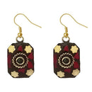 Urthn Maroon Resin Stone Gold Plated Dangler Earrings - 1308395A
