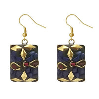 Urthn Purple  Resin Stone Gold Plated Dangler Earrings - 1308399B