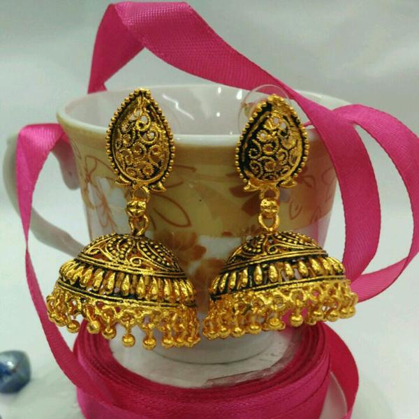 Kriaa Gold Plated Zinc Alloy Drop Jhumki Earrings - 1308505