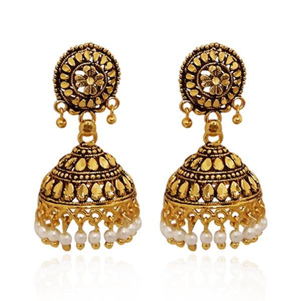 Kriaa Antique Gold Plated Jhumki Earrings - 1308525