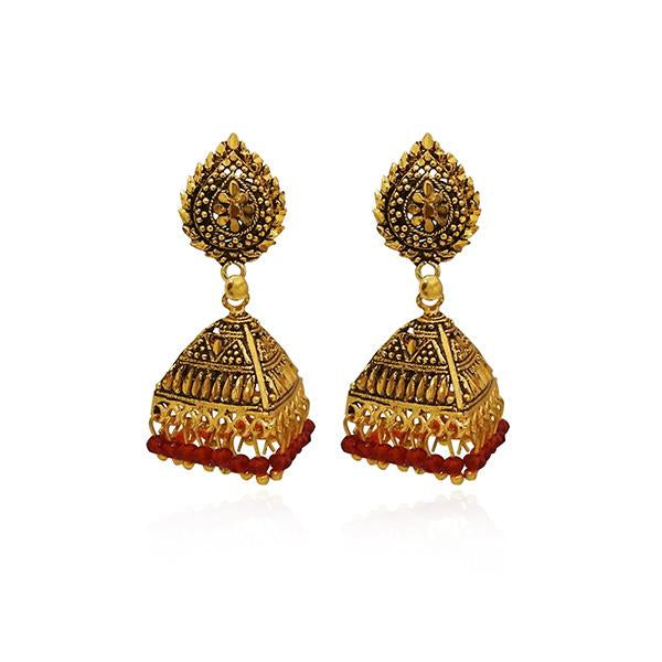 Kriaa Antique Gold Plated Jhumki Earrings - 1308527