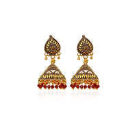 Kriaa Antique Gold Plated Jhumki Earrings - 1308528