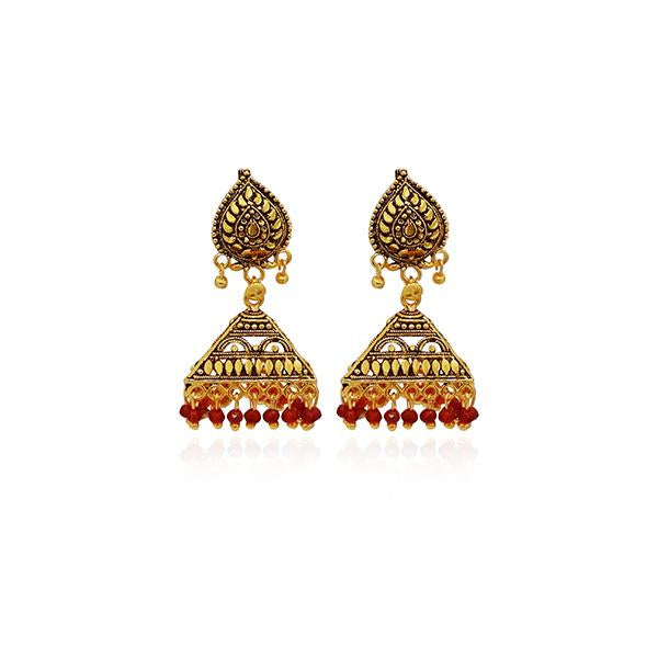 Kriaa Antique Gold Plated Jhumki Earrings - 1308528