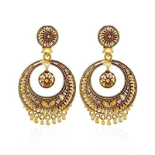 Kriaa Antique Gold Plated Dangler Earrings - 1308529