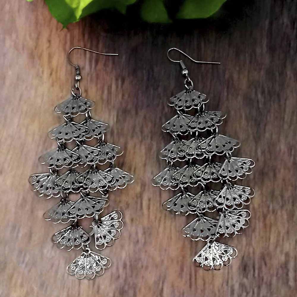 Urthn Silver Plated Designer Dangler Earrings