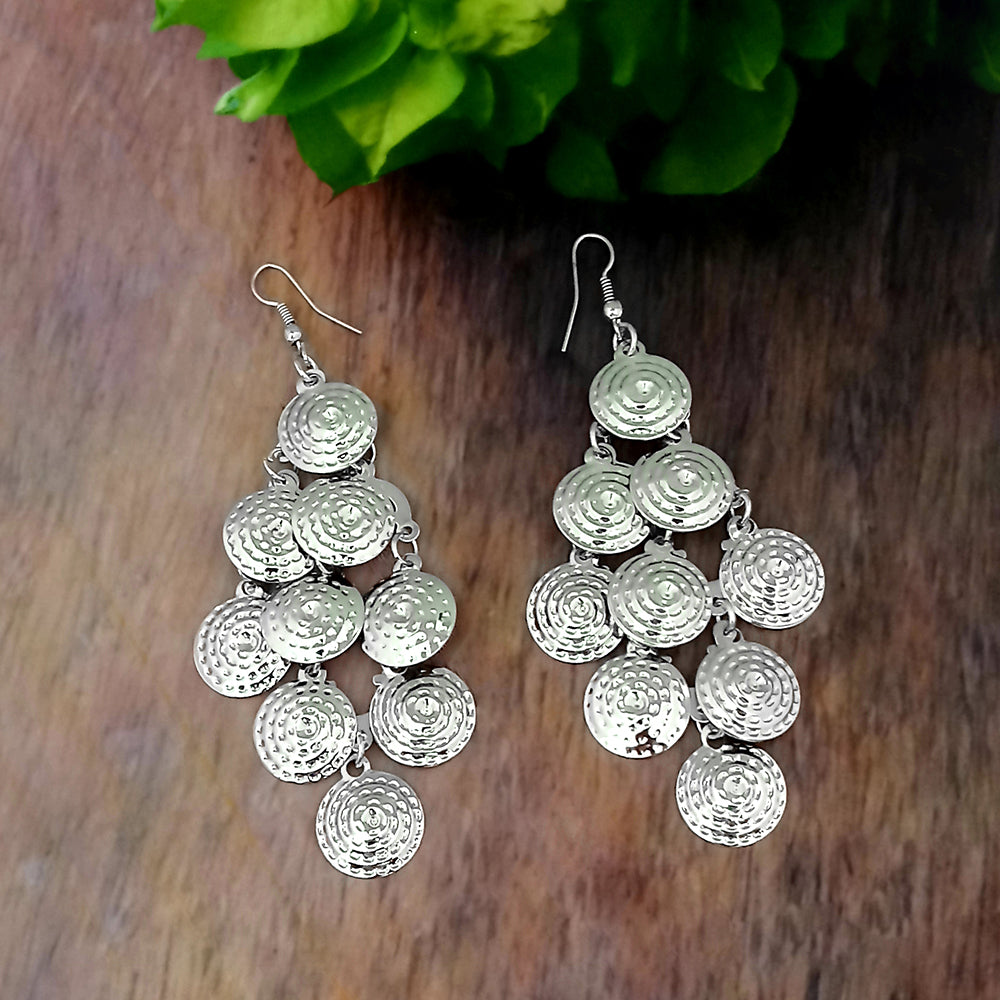 Urthn Silver Plated Designer Dangler Earrings