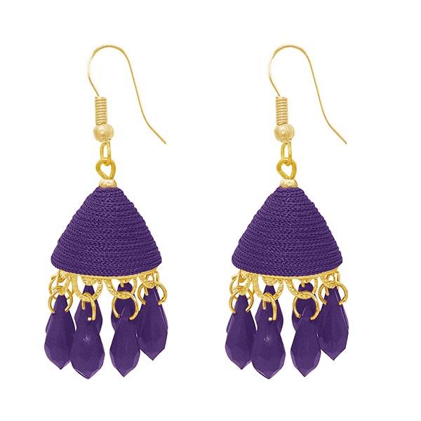 The99jewel Purple Pearl Drop Gold Plated Thread Jhumki - 1309014E