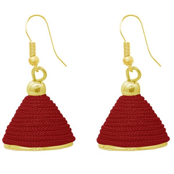 The99jewel Red Gold Plated Thread Jhumki - 1309015E