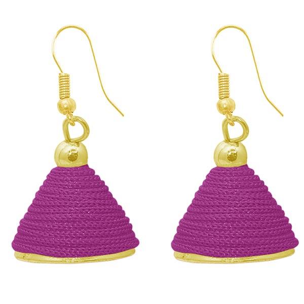 The99jewel Purple Gold Plated Thread Earrings - 1309015C