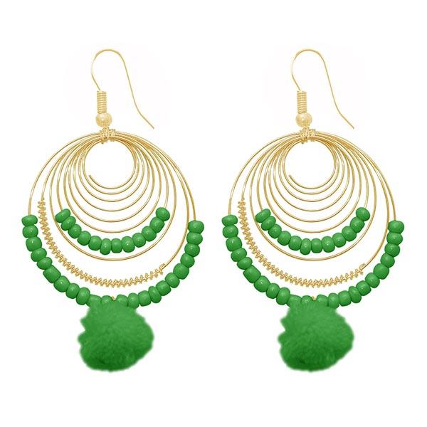 Tip Top Fashions Gold Plated Green Beads Dangler Earrings - 1309017J