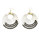 Jeweljunk Gold Plated Black Beads Dangler Earrings - 1309020B
