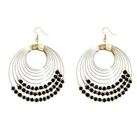 Jeweljunk Gold Plated Black Beads Dangler Earrings - 1309020B