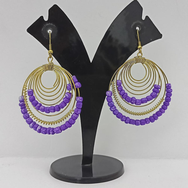 Jeweljunk Gold Plated Black Beads Dangler Earrings  - 1309020C