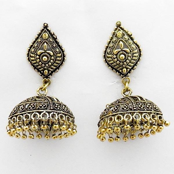 Kriaa Antique Gold Plated jhumki Earrings - 1309044