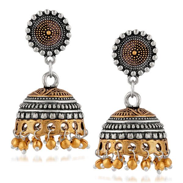 Kriaa 2 Tone Plated Jhumki Earrings - 1309068