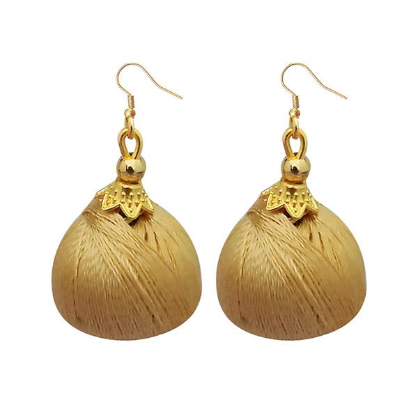 Jeweljunk Gold Plated Beige Thread Earrings - 1309073J