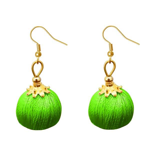 Tip Top Fashions Green Thread Gold Plated Thread Earrings - 1309073L