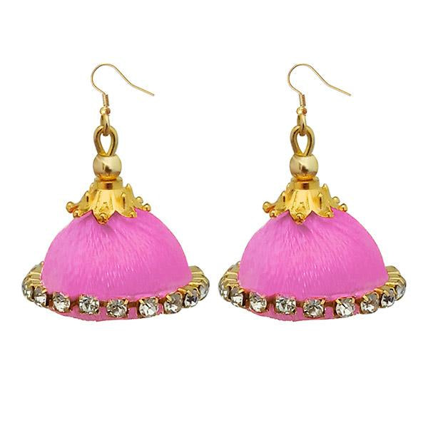 Jeweljunk Austrian Stone Pink Thread Earrings - 1309074B