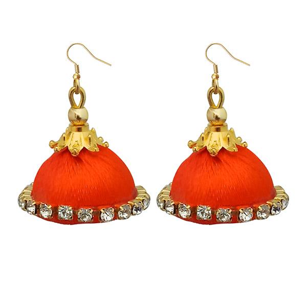 Jeweljunk Austrian Stone Orange Thread Earrings - 1309074F