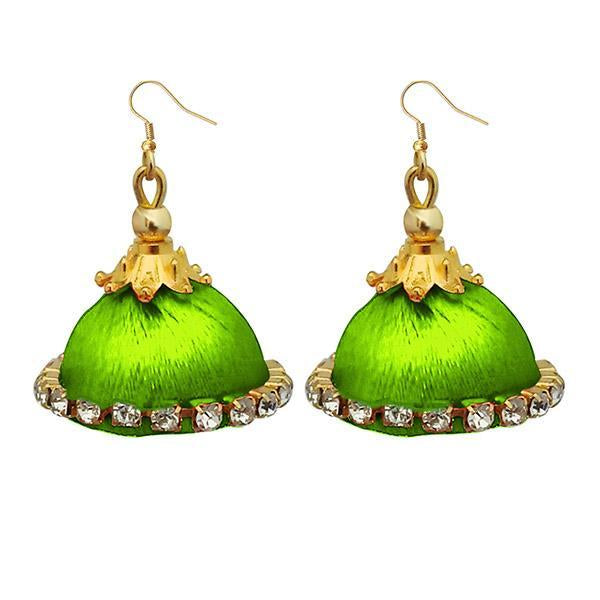 Jeweljunk Austrian Stone Green Thread Earrings - 1309074G