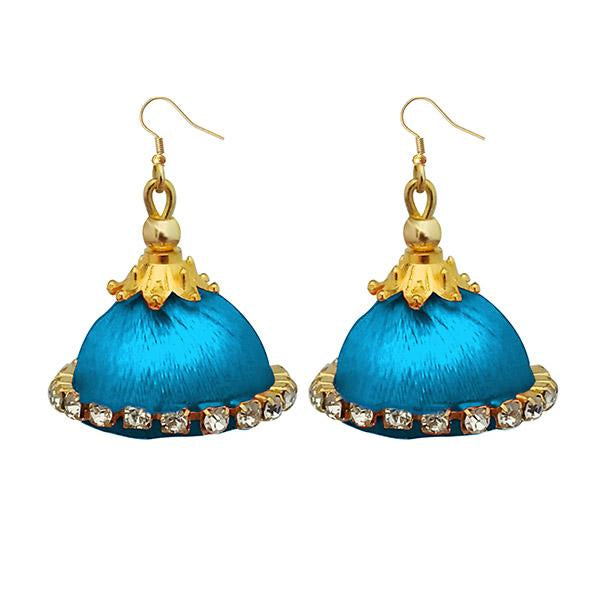Jeweljunk Austrian Stone Blue Thread Earrings - 1309074L