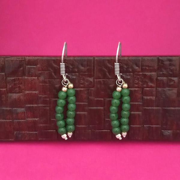 Kriaa Silver Plated Green Beads Dangler Earrings