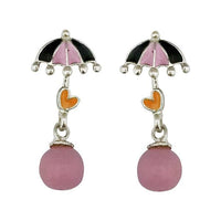 Kriaa Black And Pink Meenakari Dangler Earrings