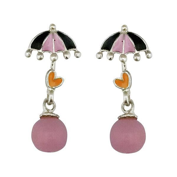 Kriaa Black And Pink Meenakari Dangler Earrings
